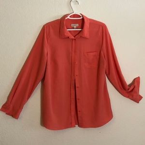 Plus Size Button Up Blouse - Peach Color